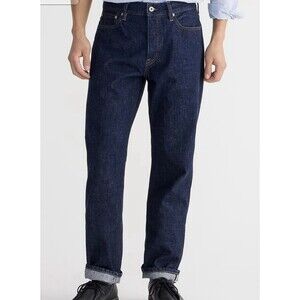Wallace & Barnes Jean Mens 34x32 Japanese Raw Selvedge Denim Slim Button Fly USA